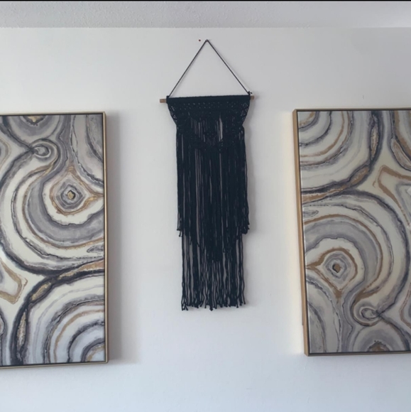 Black BOHO Macrame Wall Art Hanging Deco Fall Autu - Picture 6 of 8